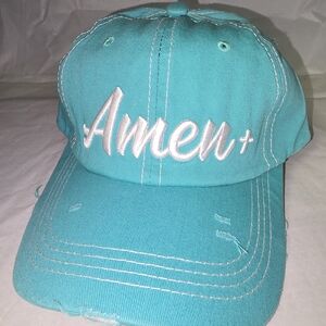 Ashlyn Rose Aqua Amen Har with White Embroidery NEW